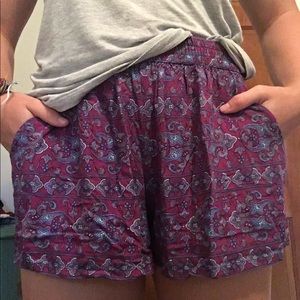 Purple patterned shorts